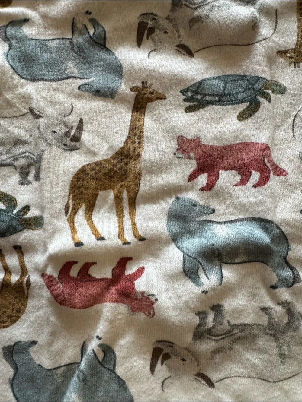 Carter's Ivory Kids Pajama Set with Blue, Red & Tan Animal Print Size 3T